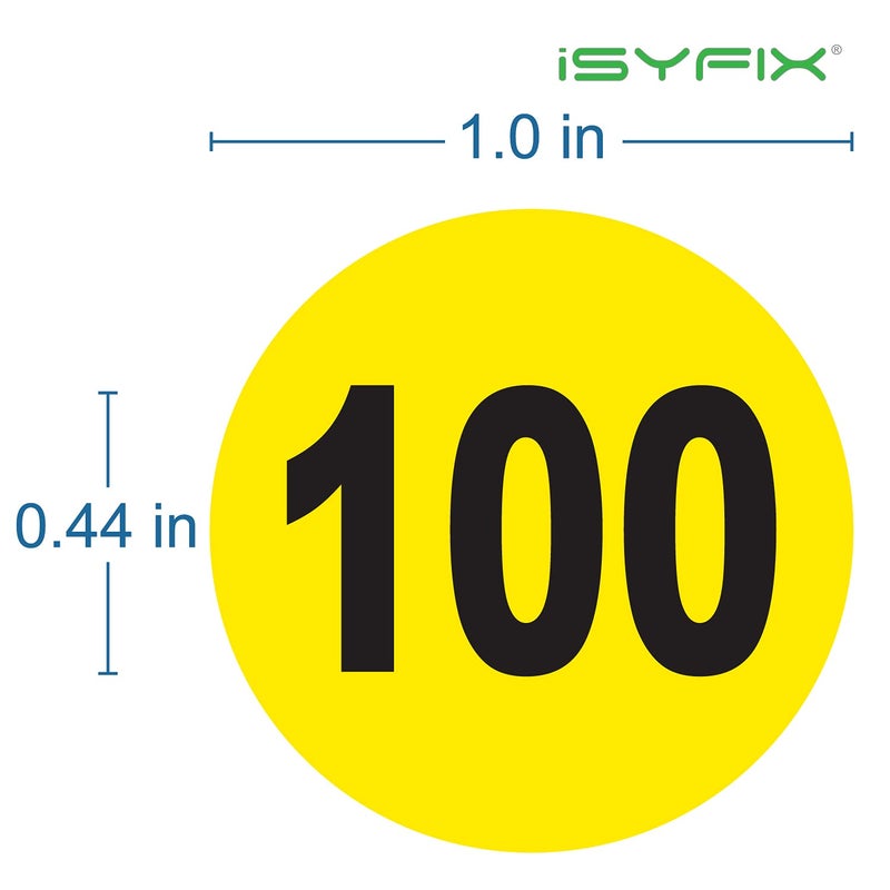 iSYFIX Yellow Consecutive Number Stickers â€“ 1 to 100, 1-inch, 1 Set â€“ Vinyl Self Adhesive Premium Decal, Ideal for Inventory, Storage, Organizing, Boxes, Bins, Toolbox, Lockers & More, Indoor/Outdoor - Image 2